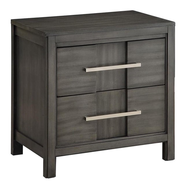 Bowery Hill Contemporary Solid Wood 2-Drawer Nightstand in Gray