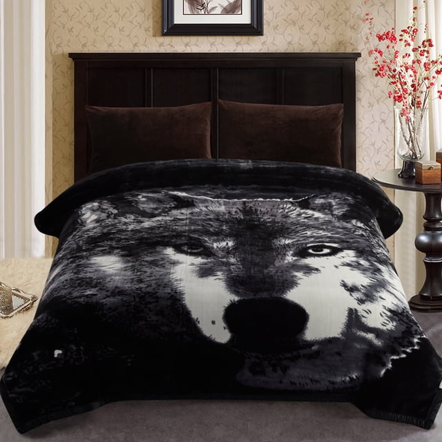 Thick Warm Winter Fleece Blanket For King Bed 2 Ply Reversible Soft Raschel Blanket,85"x93",10lb