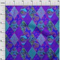 thumbnail image 3 of oneOone Polyester Spandex Turquoise Blue Fabric Asian Paisley Craft Projects Decor Fabric Printed By The Yard 56 Inch Wide, 3 of 4
