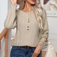 thumbnail image 2 of Timegard Chandails pour Femmes Col Rond à Boutons Manches Longues Coupe Ajustée Tricot Chandail Vêtements d'Automne Hiver, 2 of 7