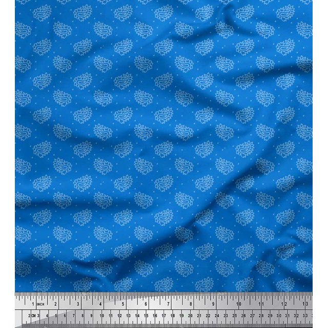 Soimoi Poly Georgette Fabric Dot & Paisley Print Fabric by the Yard 52 Inch Wide