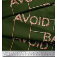 thumbnail image 2 of Soimoi Green Heavy Satin Fabric Floral Alphabet Text Printed Fabric 1 Yard 54 Inch Wide, 2 of 5