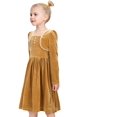 thumbnail image 4 of Robe Fille Velours Jaune Noël Perle Manches Longues Vacances Hiver 7 Ans, 4 of 7