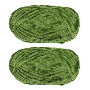 Unique Bargains 2Skeins Velvet Yarn Chenille Yarn 87.49 Yards Polyester Soft Blanket Yarn 2Pcs Olive Green