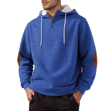 LUOGENLI Men's Fashion Hoodies Casual Pullover Hooded Sweatshirt Warm Lined Athletic Comfort Fit Outdoor Sportswear Jacket Hoodies for Men Carhartt White Blue Size XXXL