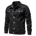 thumbnail image 1 of LOVZFMLL Jackets for Men's Solid Color Button Pocket Slim Fashion Casual Work Denim Jacket, 1 of 3