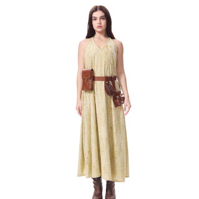 Robe Décontractée pour Femme Élégante avec Broderie, Robe Maxi Fluide avec Cape, Halloween, Minimaliste, Confortable, Tenue de Fête