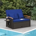 thumbnail image 1 of Costway Ensemble de Lit de Jour en Rotin pour Patio avec Causeuse Rembourrée et Pouf de Rangement pour Véranda Bleu Marine, 1 of 10