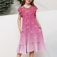 thumbnail image 1 of Girls Dresses Casual Gradient Ruffle Sleeve Round Neck Layered A-Line Dress for Daily Outdoor Use 6-15 Years, 1 of 6