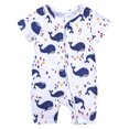 thumbnail image 1 of MIASHUI Summer Baby Short Sleeve Bodysuit Print Double Zipper Crawl Suit,Dark Blue,6-12 Months, 1 of 3