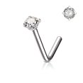 thumbnail image 4 of Nose Ring Stud L-Shape Surgical Steel Screw Piercing 3MM Set CZ Gem 20G 18G 6MM, 4 of 10
