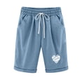 thumbnail image 2 of Shorts for Women, Women Elastic Waist Love Printed Drawstring Shorts, 2 of 3