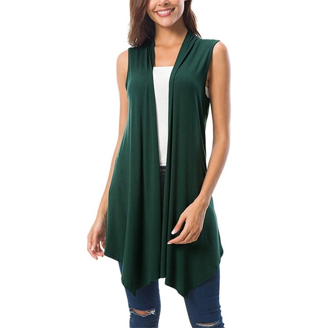 Jsaierl Womens Lightweight Cardigans Sleeveless Open Front Cardigan Print Cute Top Breathable Soft Kimono Cardigans 2024