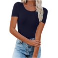 thumbnail image 1 of Timegard Tops for Women Summer Crew Neck Short Sleeve Solid Color Blouse Casual Tops Basic Tee Shirts, 1 of 6