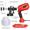 thumbnail image 2 of Paint Sprayer, 700W Home HVLP Electric Paint Spray Gun with 1200ml Container, Paint Gun with 4 Nozzle Sizes, Lightweight, Easy Spraying and Cleaning Perfect for Painting Project, Furniture(Red), 2 of 5