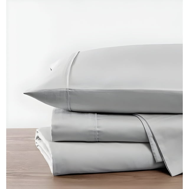 Kindlier 100% Organic Cotton Sheet Set – Deep Pocket Bedding Set Twin, Light Grey