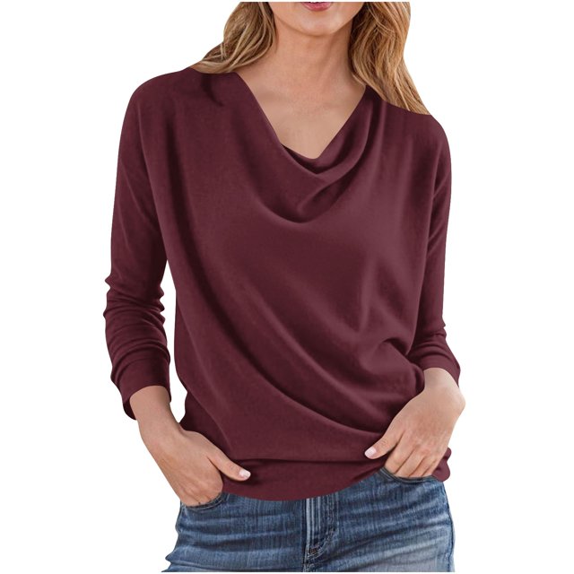 Blouse à Col Bénitier pour Femme 2025 - Haut Habillé Froncé / Tunique à Manches Longues pour Tenue de Bureau Décontractée