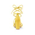 thumbnail image 3 of BLISSFUL STEP Women's Shoes Open Toe Lace Up Block Heel Strappy Heels Yellow 9, 3 of 9