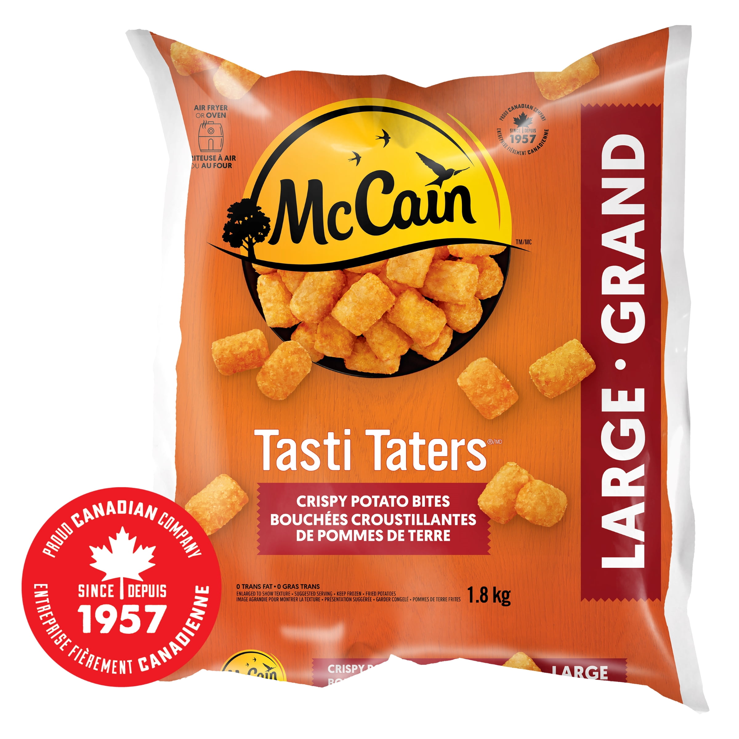 McCain® Tasti Taters®, Bouchées Croustillantes de Pommes de Terre Faites au Canada à Partir d'Ingrédients Canadiens et Importés 1.8kg