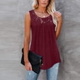 thumbnail image 4 of Timegard Camisole pour Femme Grande Taille Col Rond Dentelle Sans Manches Froncée Hauts Décontractés Confortables T-Shirts d'Été, 4 of 7