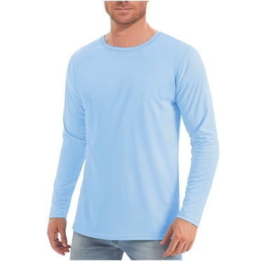 Qertyioot Men's UPF 50+ Sun Shirts Quick Dry Long Sleeve UV Shirts Lightweight Rash Guard Swim T-Shirts Hiking Running