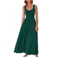 thumbnail image 1 of AherBiu Robes d'Été pour Femmes 2024 Tendance Robe Maxi Sans Manches Col en V Fluide Taille Élastique Vacances Longues Robes, 1 of 7