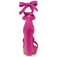 thumbnail image 2 of BLISSFUL STEP Women's Lace Up Platform Block Heel Sandals Hot Pink (Size 8), 2 of 8