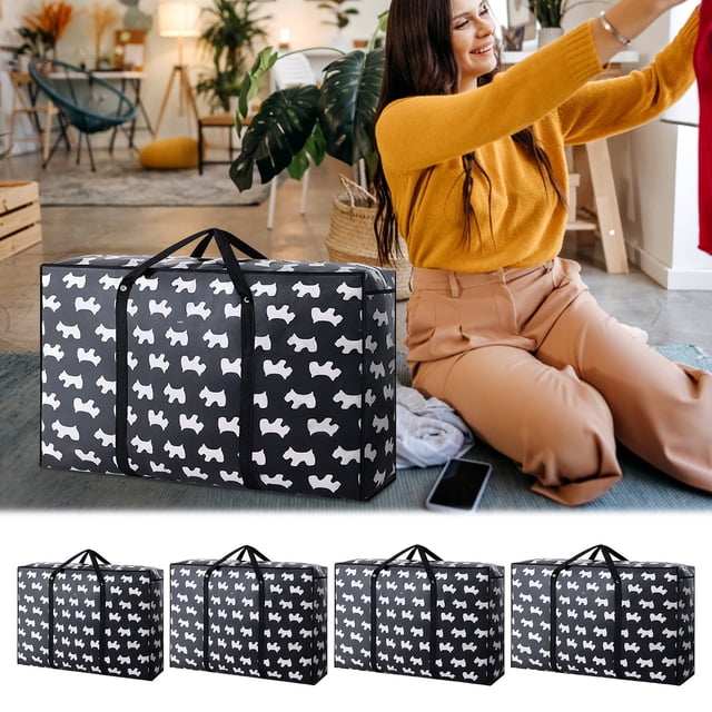 Vaidha Sacs de Rangement Réutilisables Très Grands avec Poignées et Fermetures Éclair Robustes, Sac de Déménagement Lavable Ultra Résistant, Organisateur de Garde-Robe et sous le Lit pour Literie, Couverture