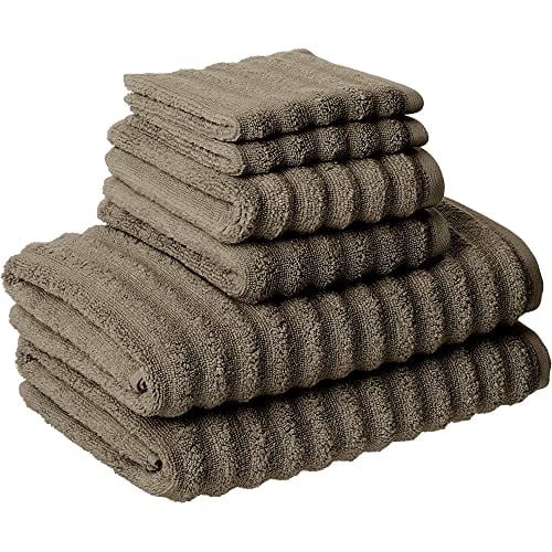 Ensemble de Serviettes à Séchage Rapide 6 Pcs de la Collection Spa de Luxe Ondulé Taupe