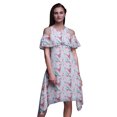 thumbnail image 1 of Bimba Robe Droite à Épaules Dénudées Style Chic pour Femmes à Imprimé d'Oiseaux Bleus Tunique d'Été - X-Small, 1 of 6