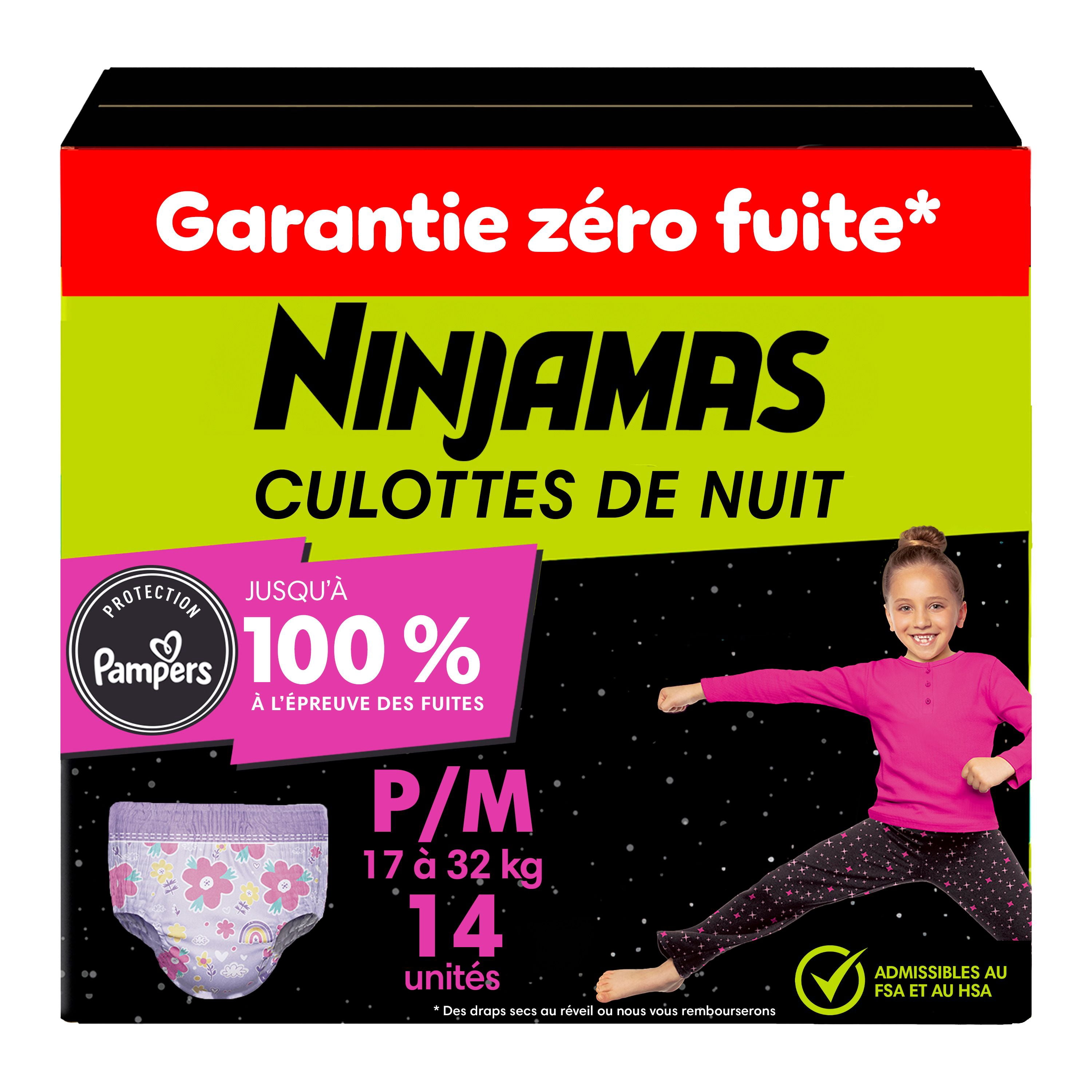 Sous-vêtements de nuit pour l’énurésie Ninjamas pour filles, taille P/M (17 à [38 à 70 lb])