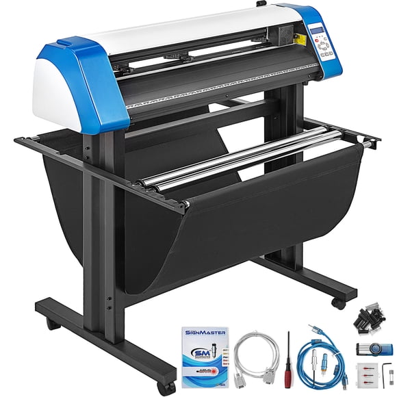 VEVOR Vinyl Cutter 34 inch Vinyl Cutter Machine Semi-Automatic DIY Vinyl Printer Cutter Machine Manual Positioning Sign Cutting with Floor Stand Signmaster Software