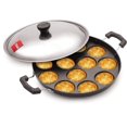 thumbnail image 3 of Black Sandwich Toaster + 12 Cavity Black Appam Patra Side Handle With Lid, 23 Cm - Non-stick Inner Layer, 3 of 4