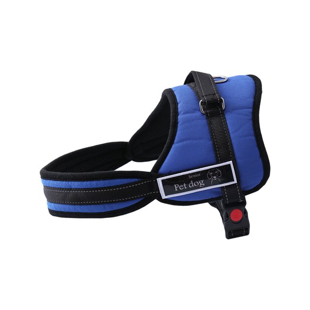 Corde de Traction Extérieure Réglable pour Animaux de Compagnie Harnais de Poitrine Oxford Non-pull Laisse de Marche Gilet Souple Poignée Rembourrée Accessoires Animaux de Compagnie Fournitures Bleu S