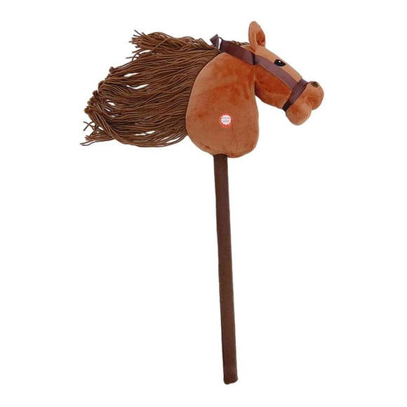 ZheElen Plush Stick Horse Sturdy Hobby Horse Toy Riding for Kids Boys Girls Children black white brown horse