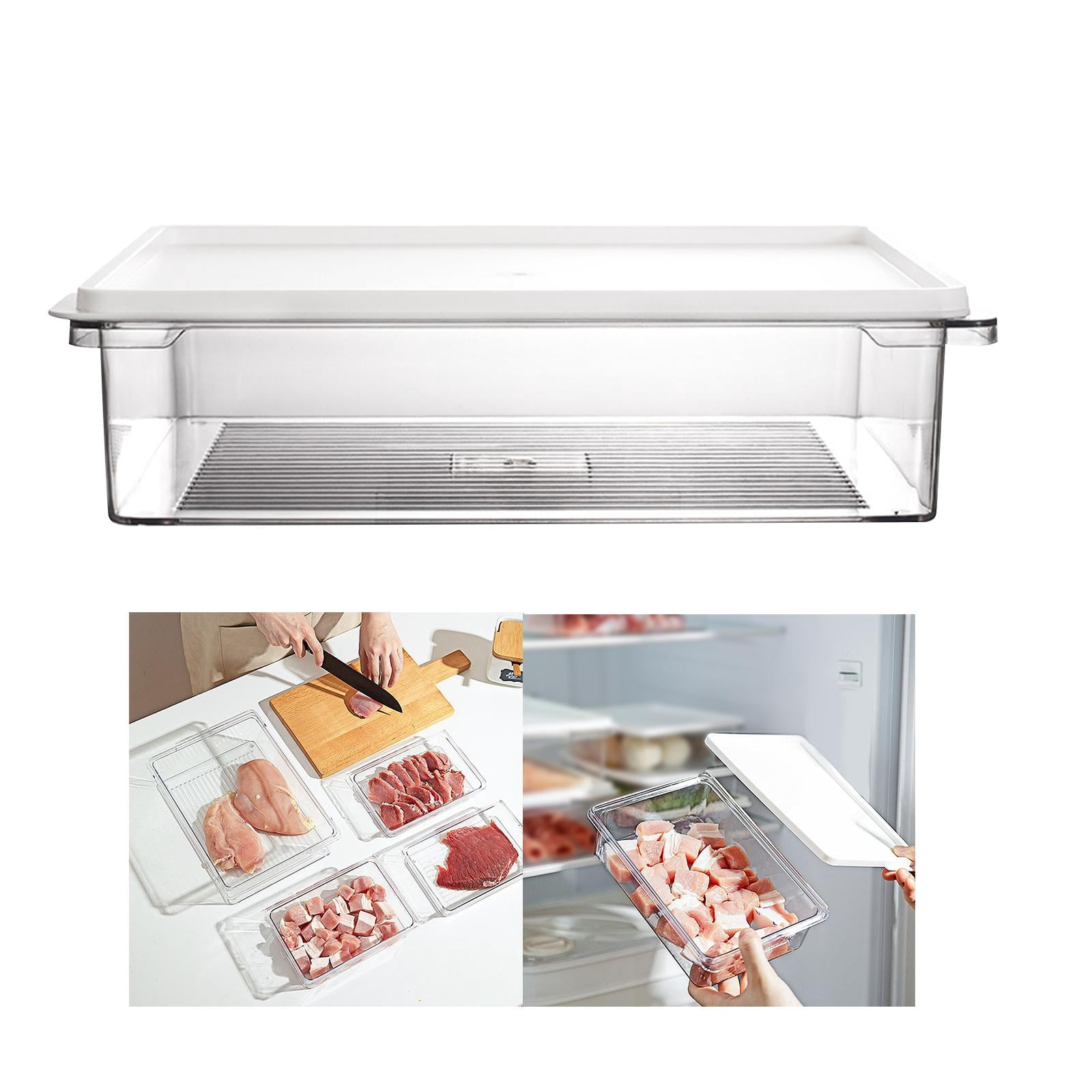 Fridge Container Freezer Meat Container Transparent Stackable Sealed Box 3L