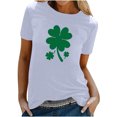 thumbnail image 2 of T-shirts de la Saint-Patrick pour Femmes Mode Col Rond Imprimé Manches Courtes T-shirt Décontracté Ample Hauts Saint-Patrick, 2 of 6