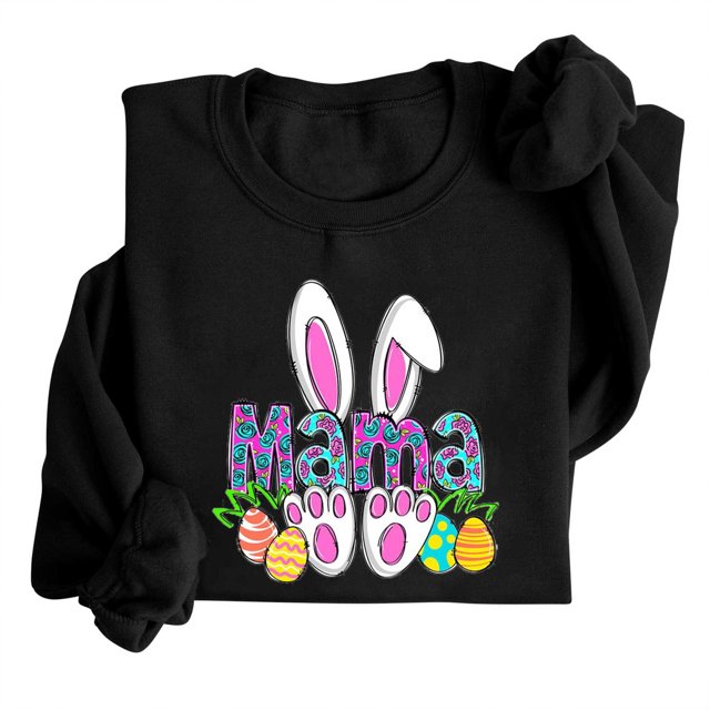 EGNMCR Easter T-Shirt Imprimé T-Shirts Graphiques pour Femmes Chemises pour Femmes Col Rond Easter Haut Imprimé à Manches Longues Chandails T-Shirts pour Femmes