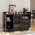 thumbnail image 1 of Wine Cabinet - Coffee Bar Station with LED Lights,High-Load-Bearing Capacity Liquor Cabinet with Drawers,Durable Double Glass Doors & Anti-Tipping Design,for Kitchen, Living Room, Dining Room, 1 of 6