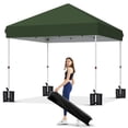 thumbnail image 1 of Garvee 10 x 10 ft Pop-up Canopy, One Button Push Setup, Heavy Duty, Portable Roller Bag, Green, 1 of 7