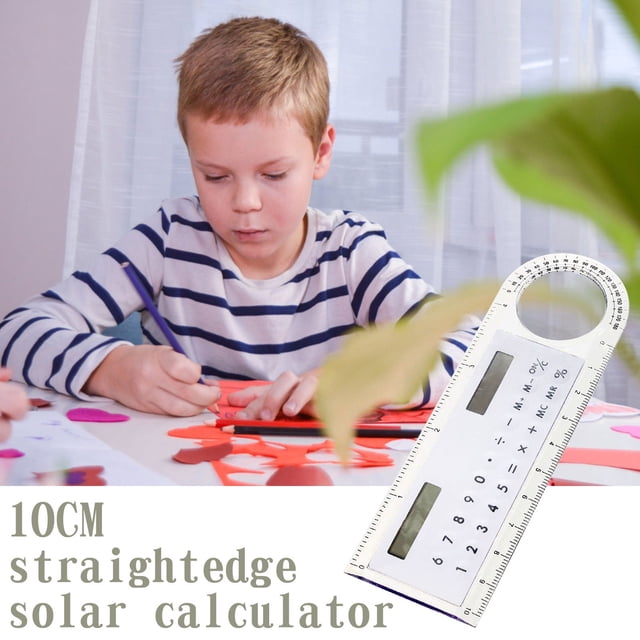 3-in-1 10cm Solar Ruler Calculator Multifunctional Large Display Screen Mini Solar Card Ruler Calculator