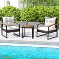 thumbnail image 1 of Costway 3 PCS Patio Conversation Set with Coffee Table Solid Acacia Wood Armrests Tabletop White, 1 of 10