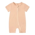 thumbnail image 1 of MIASHUI Baby Short Sleeve Rompers Girls Boys Zipper Jumpsuit Pajamas,Khaki,0-3 Months, 1 of 2