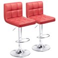 thumbnail image 1 of Homall Bar Stools Set of 2 Modern PU Leather Hydraulic Kitchen Counter Square Island Height Adjustable Swivel Barstools with Back, Red, 1 of 7