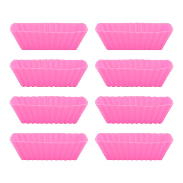 8 Pcs Random Silicone Cupcake Moulds Square Muffin Moulds Cupcake Cups Non-Stick Heat Resistant Baking Molds for Home Cafe Random Color