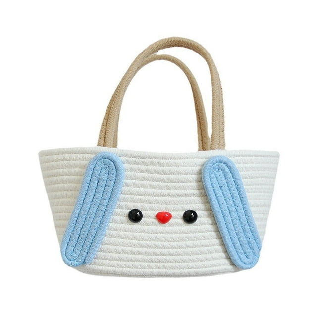 Women Handbag Cartoon Shape Sweet Color Woven Large Opening Contrast Color Baby Children Handbag Soft Straps Great Load Bearing Bag