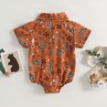 thumbnail image 4 of Fortune Infant Boy Cow Print Romper Baby Short Sleeve Button Up Shirt Bodysuit, 4 of 8