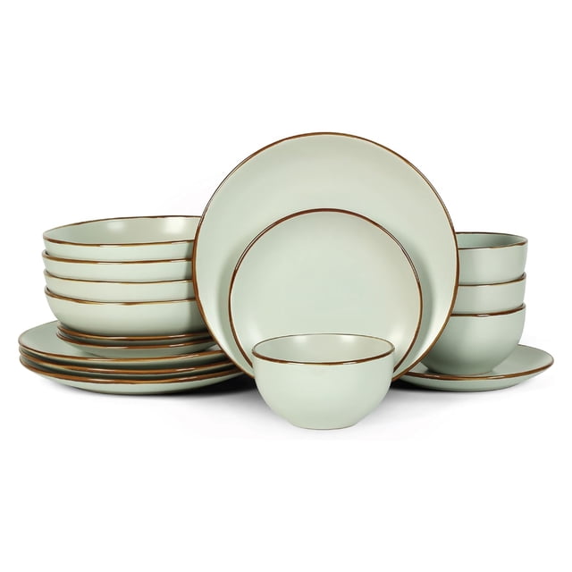 Stone Lain Brasa Ensemble de Vaisselle Moderne en Grès 16 Pcs, Service pour 4, Vert Pâle