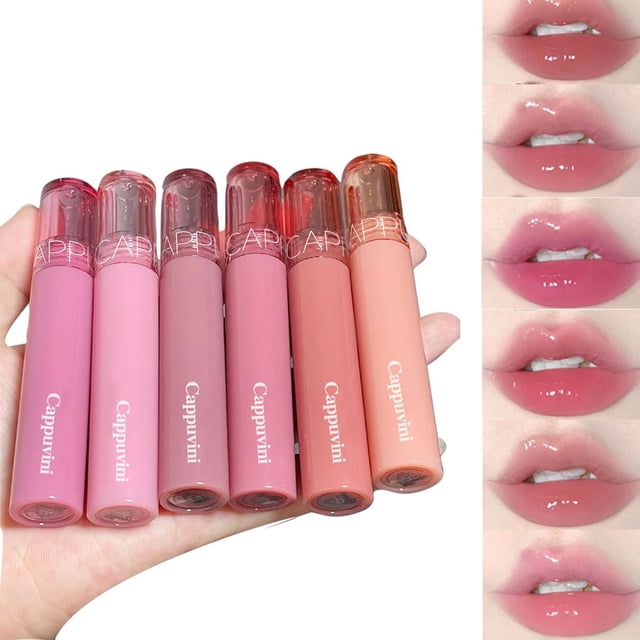 Ensemble de 6 Baumes à Lèvres Teintés Repulpants Hydratants, Rouge à Lèvres Liquide Lustré Miroir, Longue Tenue Imperméable Hydratant Brillant Gelée pour les Lèvres