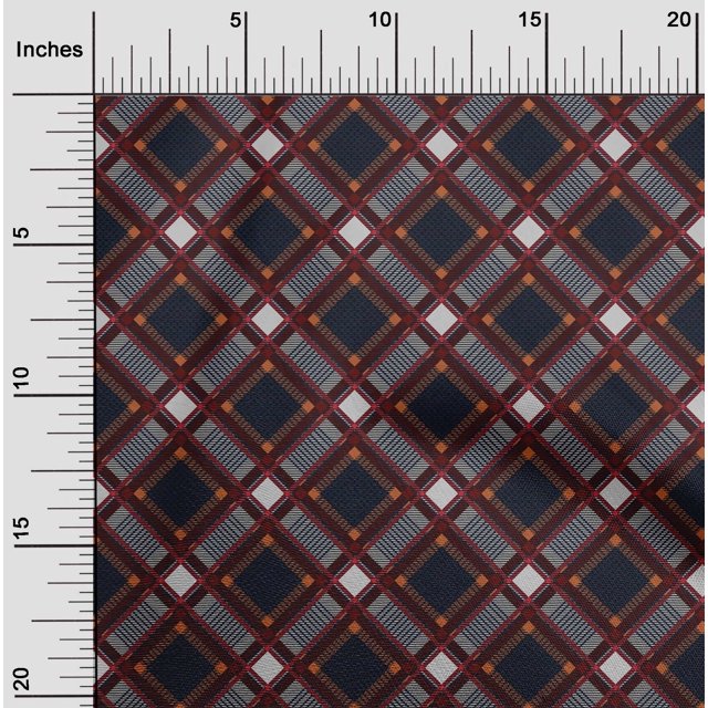 oneOone Cotton Poplin Fabric Tartan Check Print Fabric BTY 42 Inch Wide